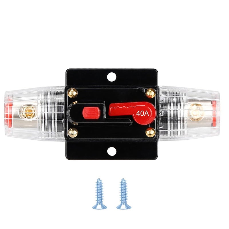 NOWEIERTON 40 Amp Audio Circuit Breaker,,12V-48V DC Fuse Holder,20-300A Breaker Switch,Inline Circuit Breaker with Reset Button,for Automotive Marine Boat Audio System Current Overload Protection - Image 1